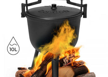 Kociołek żeliwny stojący 10L garnek myśliwski ognisko grill MultiGarden
