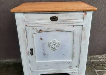 Stara komoda szafka biała przecierana shabby lity blat D068
