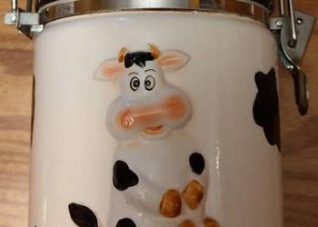 Duży ceramiczny słoik typu wek z klipsem krowy wysyłka