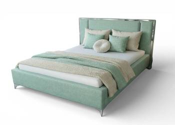 Łóżko MIętowe 140x200 + pojemnik + stelaż Złota Srebrna Rama