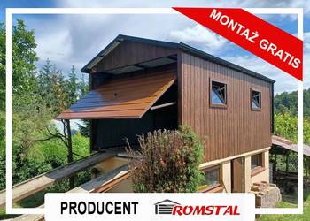 Garaż Blaszany na domku 3x5 - DREWNOPODOBNY -Garaże -Romstal