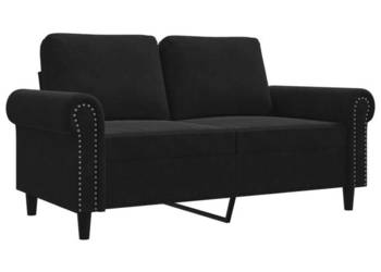 Sofa 2-osobowa czarna 120 cm tapicerowana aksamitem WM-359524