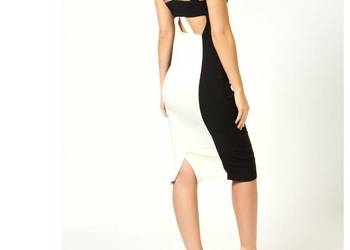 boohoo Savannah Twist Neck Back Illusion Midi Dress White