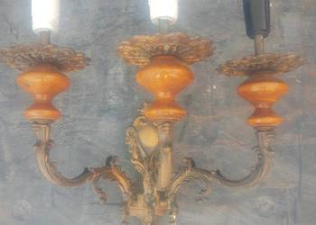 Lampa lampka kinkiet świecznik mosiężny trójramienny PRL vintage retro hit