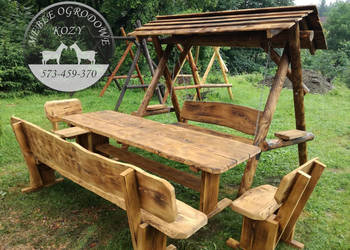 PROMOCJA!. Huśtawka ogrodowa drewniana / plac zabaw / stelaż Z GRUBYCH BALI