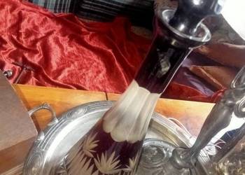 Karafka Biedermeier Rubinowe szkło , korek. Szkło kryształowe ręcznie szlif