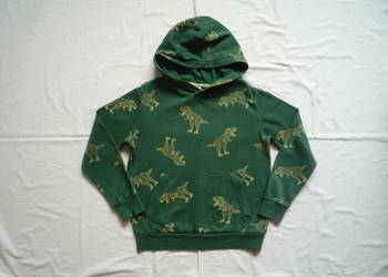 H&M 134/140 Zielona Bluza kaptur Dinozaury