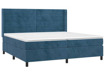 Łóżko kontynentalne materac i LED niebieski aksamit 200x200cm WM-3139647