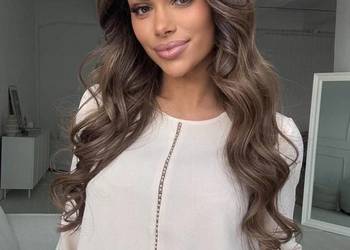 Bluzka damska z perełkami elegancka beżowa roz 46 biust 120cm