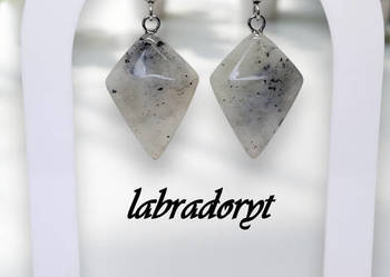 Kolczyki z LABRADORYTU, labradoryt, trapez, latawiec #505