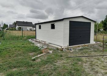 Garaż Blaszany 4x6 dwuspad profil premium brama do góry poziom biały grafit