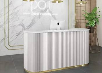 Biała - złota recepcja ryflowana podświetlana Premium 120x60x100