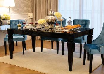 Stół glamour drewniany rozkładany lakierowany klasyczny czarny ELEGANCE