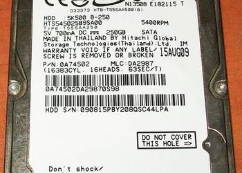 HITACHI HTS545025B9SA00 - 250GB - DAWCA
