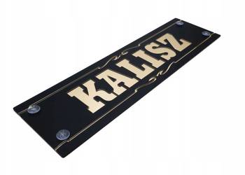 Tablica z imieniem PREMIUM 49x14cm GOLD złoto +4 przyssawki niepodświetlane