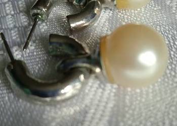 POSREBRZANE KOLCZYKI Z OKAZAŁĄ PERŁĄ