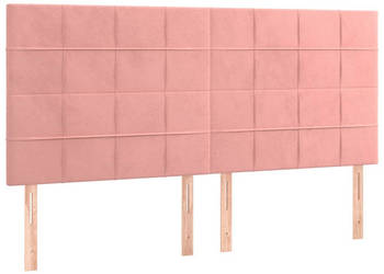 Zagłówek do łóżka z LED różowy 160x5x118/128 cm aksamit WM-3122483