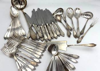 Zestaw srebrnych sztućców Hefra Rapsodia dla 12 osób+sztućce środka stołu