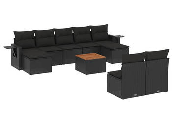 10-cz. zestaw wypoczynkowy do ogrodu poduszki czarny rattan PE WM-3257091