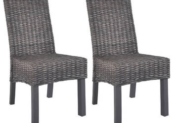 Krzesła stołowe 2 szt. brązowe rattan Kubu i drewno mango WM-246655