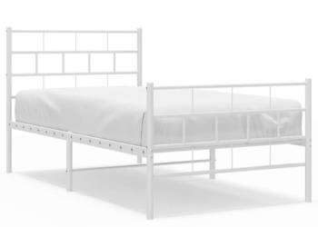 Łóżko Metalowe Białe Rama Łóżka Ze Stelażem Biała 107x203 cm WM-355722