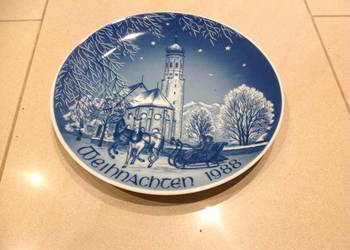 Talerz z Porcelany Christmas 1988 Do Zawieszenia Sygnowany