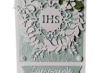 Zaproszenia Komunia Chłopięce Hostia W Liściach– B6 – Błękit – Biel