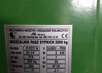 Mieszalnik pasz sypkich, praktycznie nie używany, Odolanów