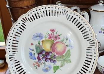 Patera z owocami. Z ażurem.  Przepiękna biała porcelana, z p
