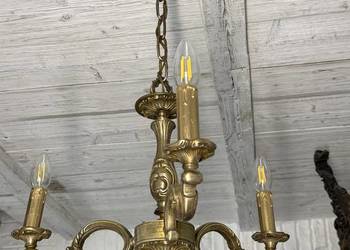 Francuski Żyrandol nr. 47 Francja, mosiądz 3-ram Antyk Lampa