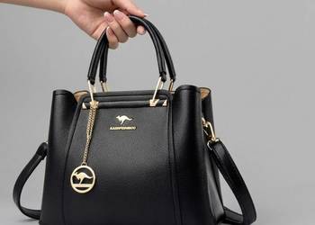 Elegancka Czarna Torebka Damska na Ramię | Ekoskóra Premium Stal Nierdzewna