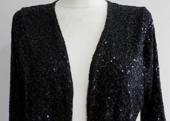 Marynarka Bolerko Narzutka Cekinowa Czarna Wieczorowa Balowa Blezer XL