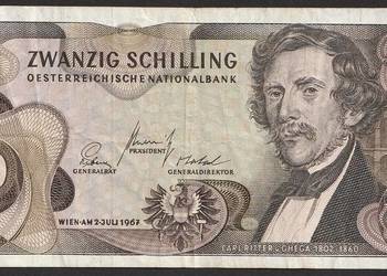 AUSTRIA 20 SCHILLING 1967 - CARL RITTER - N