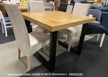 Nowy Stół 90x90 cm Dębowy z Widocznymi Słojami, OUTLET -50%  = Meble Pyka