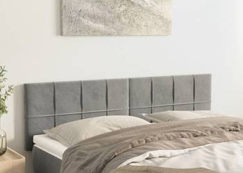 Zagłówki do łóżka, 2 szt., jasnoszare, 72x5x78/88 cm, aksamit