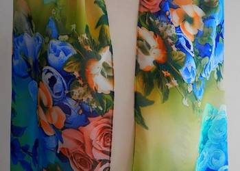 Szalik Jedwabny w Kwiaty Jedwab Wiskoza Piękna Kolorystyka