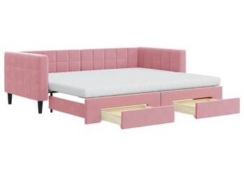 vidaXL Sofa rozsuwana z szufladami, różowa, 90x200 cm, aksamit(SKU:3196742)