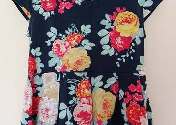 Granatowa bluzka w kwiaty XL