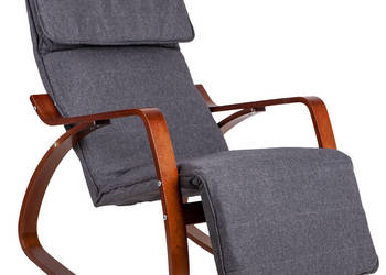 Fotel bujany regulowany podnóżek drewniane ramiona ModernHome