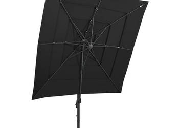 4-poziomowy parasol na aluminiowym słupku czarny 250x250 cm WM-313826