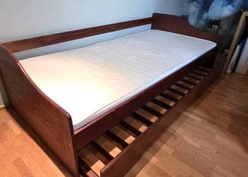 Drewniane łóżko wysuwane podwójne, materac Dreamzone 90x200