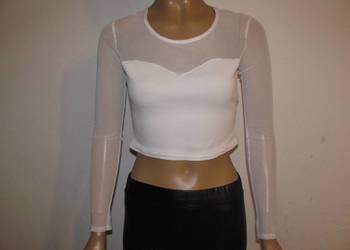 top biały długi rękaw z siateczki r. 10 NEW LOOK kostium
