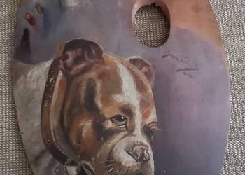 Pies bokser, olej na drewnianej palecie, początek XIX w.