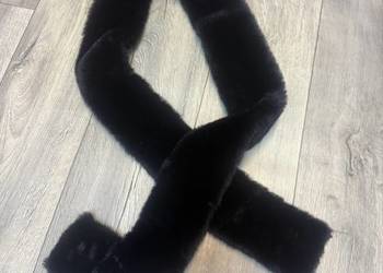 Długi, czarny futrzany szal kołnierz, Nowy