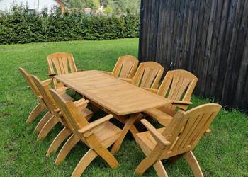 Zestaw mebli  drewnianych składanych 8 krzeseł + stół 2m typ X lamel nr 7