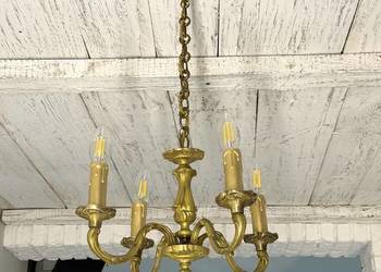 Francuski Żyrandol nr. 59 Francja, mosiądz 4-ram Antyk Lampa