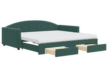 Sofa rozsuwana z szufladami ciemnozielona aksamit 100x200 cm WM-3197382