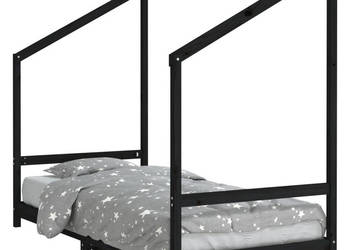 Rama łóżka czarna 90x200 cm lite drewno sosnowe WM-835705