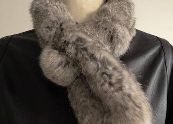 Szalik Futrzany Etola Futerko Naturalne z Królika Rex Jasnoszary