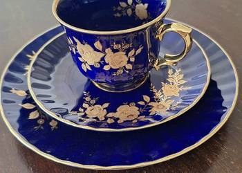 Stare Trio Kobaltowe Wunsiedel Porcelana 24k Złoto | Echt Kobalt